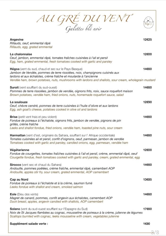 Au Gré du Vent - Menu Image 1