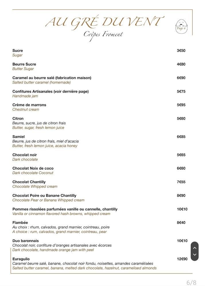 Au Gré du Vent - Menu Image 4